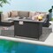 Black Outdoor Fire Pit Table 2-in-1 Coffee Table 50,000 BTU Marble Top Rattan
